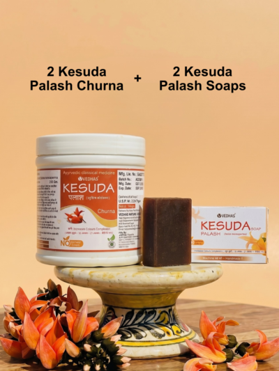 2 Kesuda (Palash) Flower Churna (2 x 200g) + 2 Palash Soaps (2 x 70g)